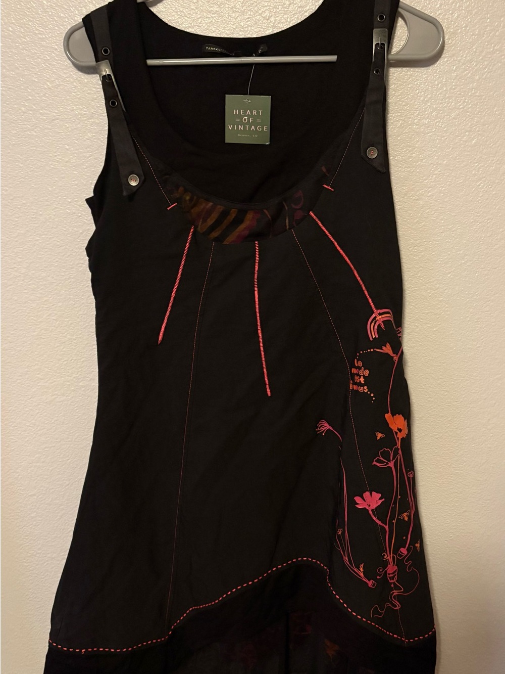 Black Tank Dress with Red accents and chiffon underskirt